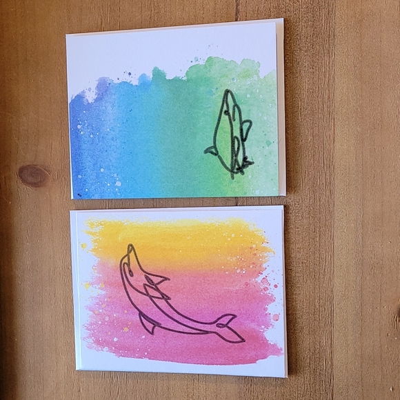Set of 10 Ocean-Themed Watercolor Blank Cards! - Picture 3 of 8